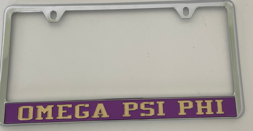 (No Top) Omega Psi Phi Frame- Purple Background Gold Letters image 0