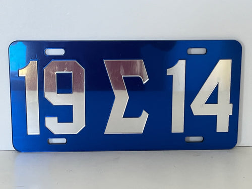 19 Sigma Symbol 14 Plate- Blue Background Mirror Letters image 0