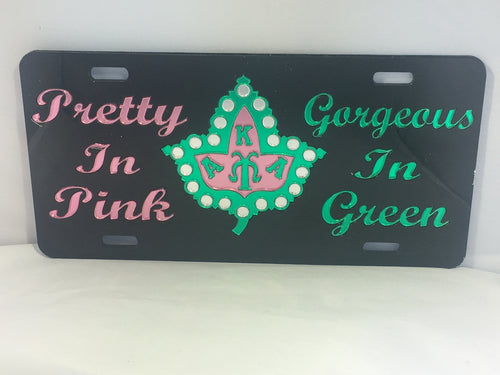 AKA Pretty in Pink Gorgeous in Green Black Background Pink & Green Letters image 0