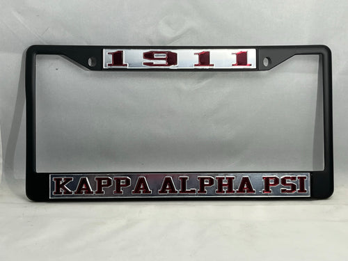 1911 Kappa Alpha Psi Black License Frame- Mirror Background Red Letters image 0