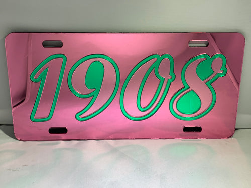1908 AKA Pink Background & Letters Green Outline image 0