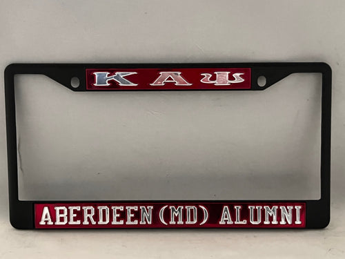 KAP Aberdeen (MD) Alumni Blk license frame- Red Bckgrnd Mirror Ltrs image 0