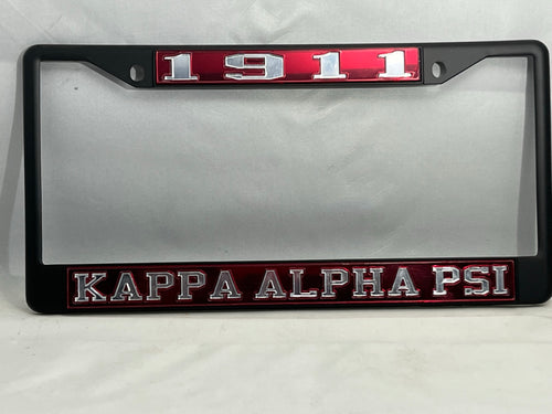 1911 Kappa Alpha Psi Black License Frame- Red Background Mirror Letters image 0