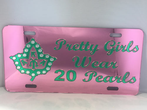 AKA Pretty Girls Wear 20 Pearls- Pink Background Green Letters image 0