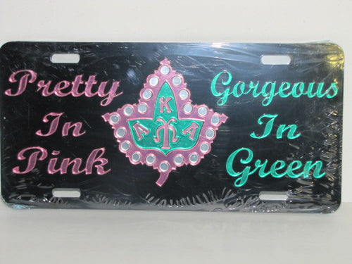 Pretty In Pink Gorgeous In Green w/ Ivy License Plate- Black Background image 0